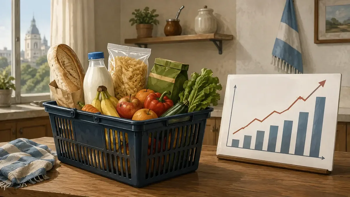 Canasta de consumo y gráfico del IPC argentino